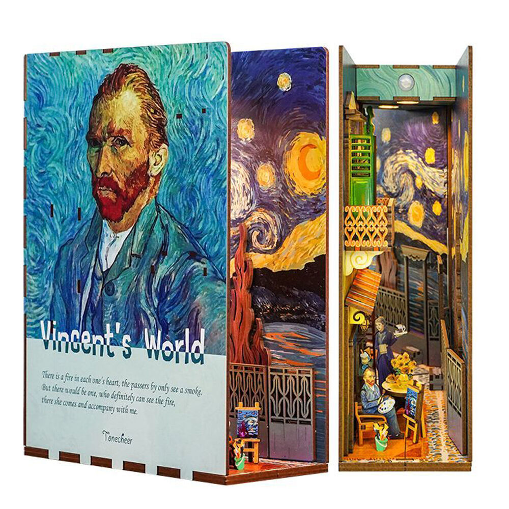 Tonecheer Vincent World 3D Puzzle 24.5cm DIY Dollhouse Book Nook Kit 15y+ (80 Pieces) — image 2