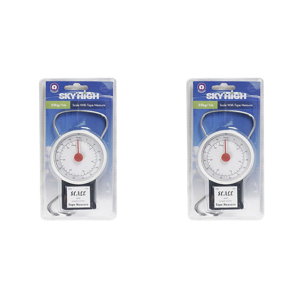 SKY High Travel Portable Luggage Bag Check In Weight Scale & Tape Measure (2 Pack)