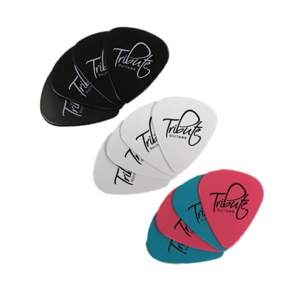 Tribute Guitar/Bass/Ukulele Strumming Plectrum Picks Medium 0.74mm Assorted (12 Pieces)