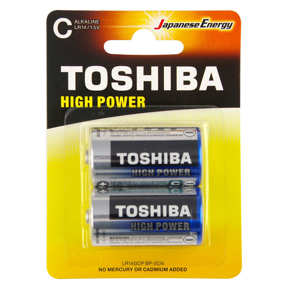Toshiba Alkaline C Battery 1.5V No Mercury & Cadmium Added Leakage Resistant (2 Pieces)