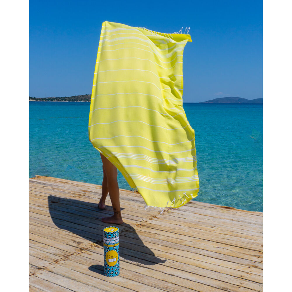 Towel to GO 180x100cm Yellow 100% Turkish Cotton Ipanema Hammam Beach Towel — image 3