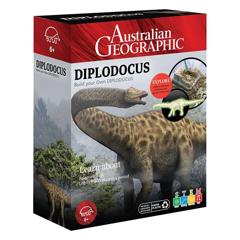 Australian Geographic Diplodocus Building Dinosaur Kit Kids Activity Play Toy 6+
