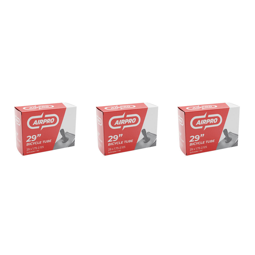 Airpro Bicycle Inner Tube w/ Schrader Valve Accessory Parts 29x1.75-2.125'' (3 Pack)
