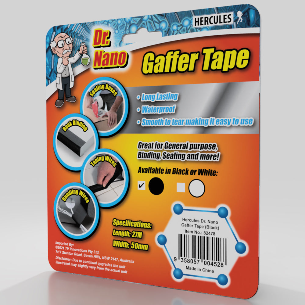 Hercules Dr. Nano 50mm x 27m Gaffer Tape Waterproof/Long Lasting/No Residue BLK — image 2