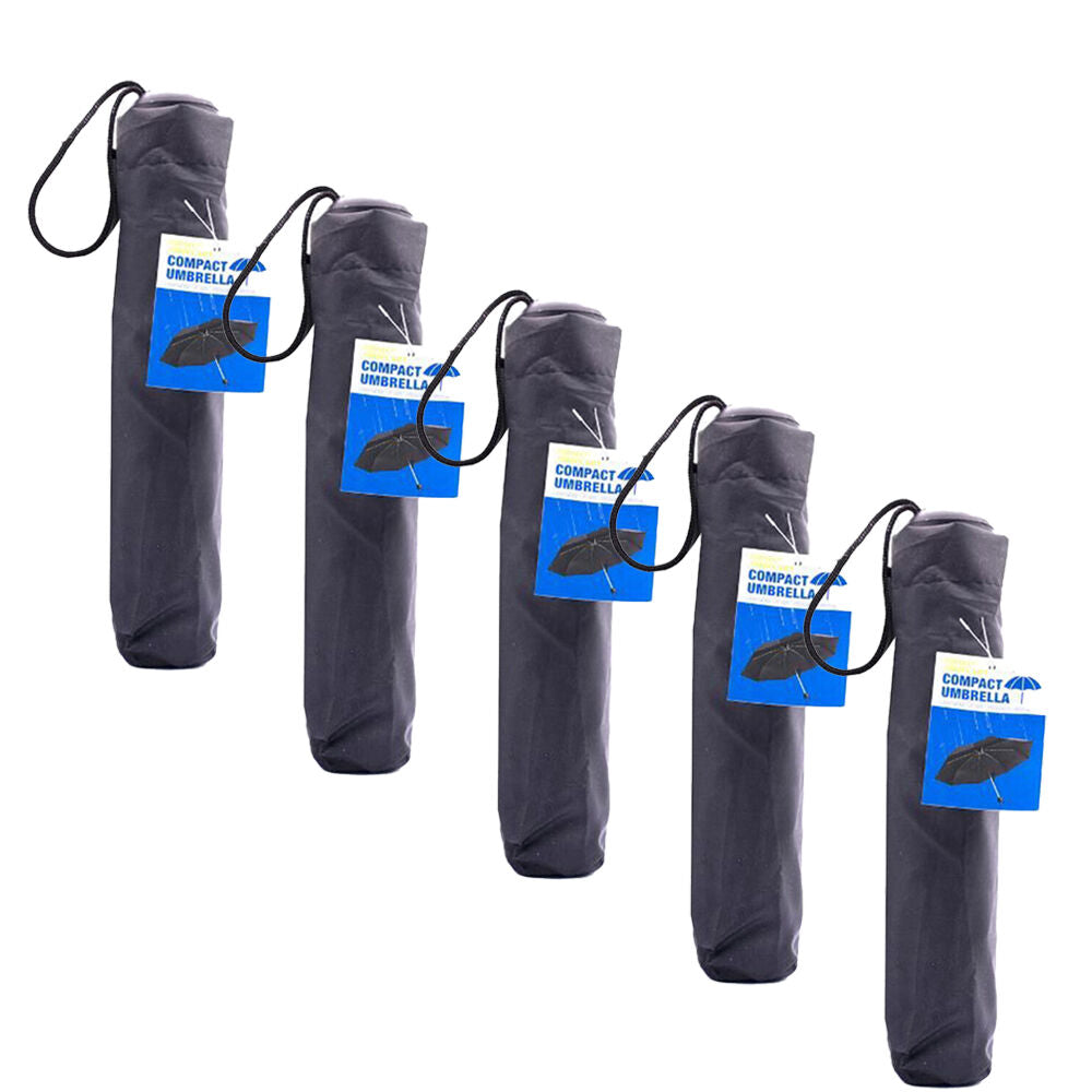 Lightweight Compact Sun/Rain Protection Outdoor Umbrella 20.5x8cm Black (5 Pack)