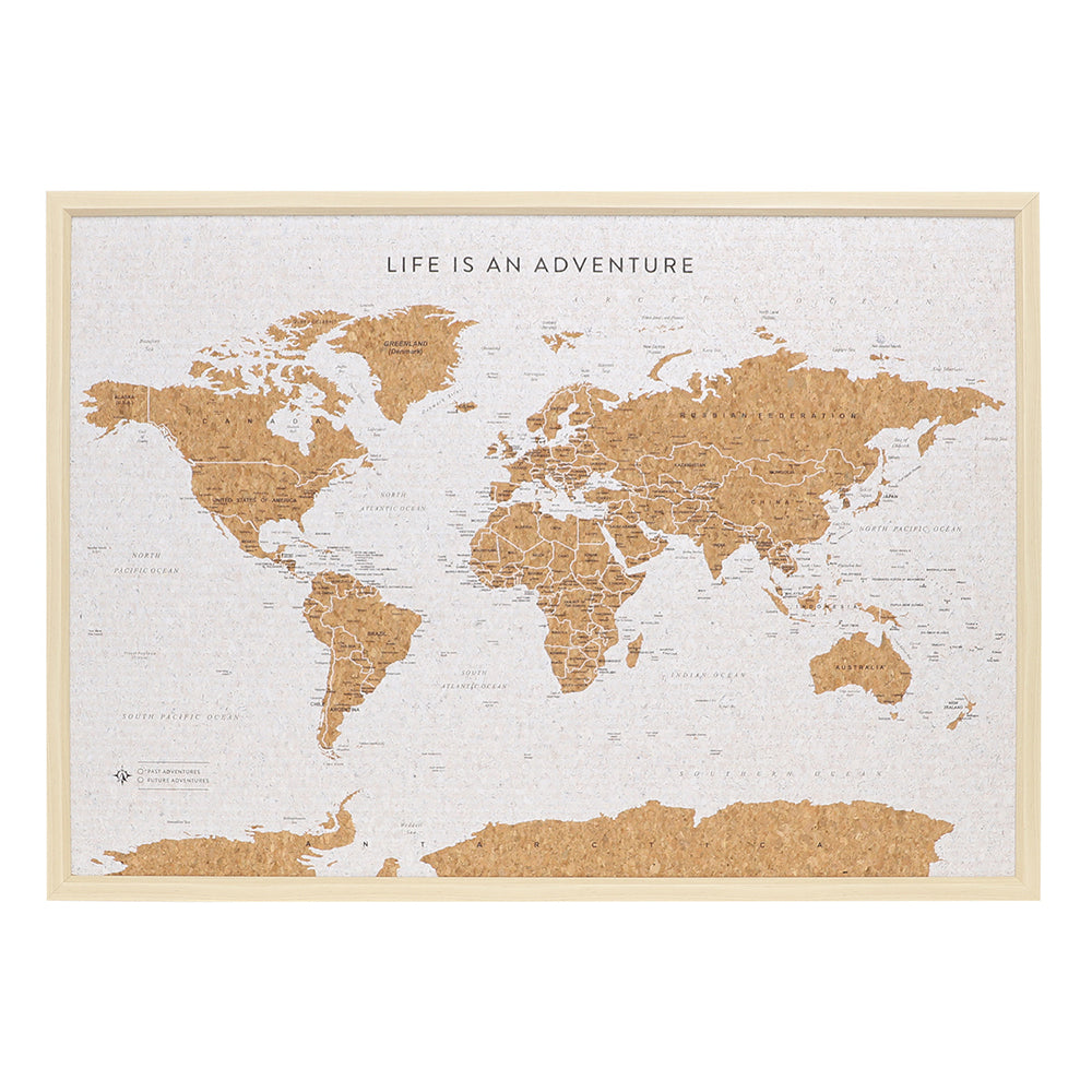 Splosh 93.5cm Travel Framed Cork Board World Map w/ Hook Large — image 3