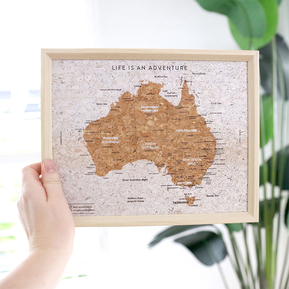 Splosh Travel Board 27x22cm Desk Australia Map Adventure/Trip Framed Canvas w/ Stand — image 2