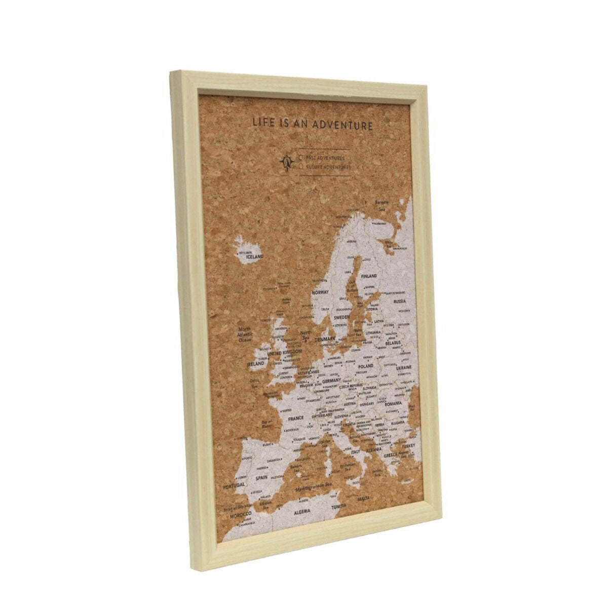 Splosh Travel Board Europe Map Desk Framed Decor w/Gold/Silver Pins Small 53.5cm — image 2