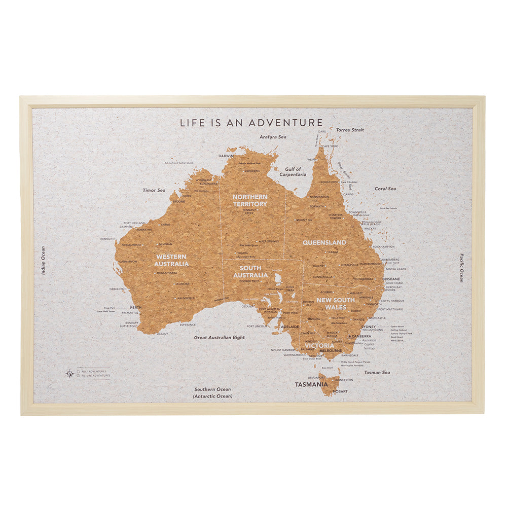 Splosh Travel 99x70cm Large Australia Map Adventure/Trip Framed Cork Board w/ Pins — image 2