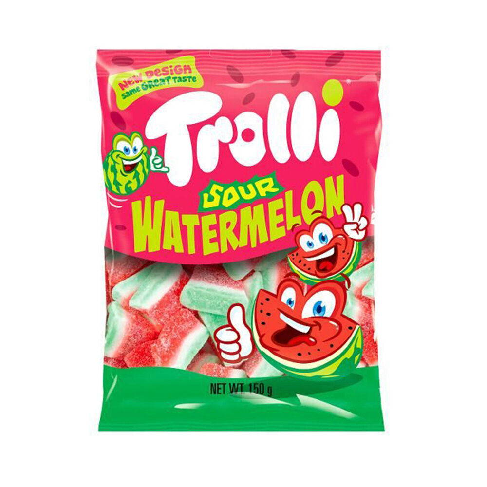 Trolli 150g Chewy Watermelon Flavoured Sweet and Sour Soft Lolly Slices