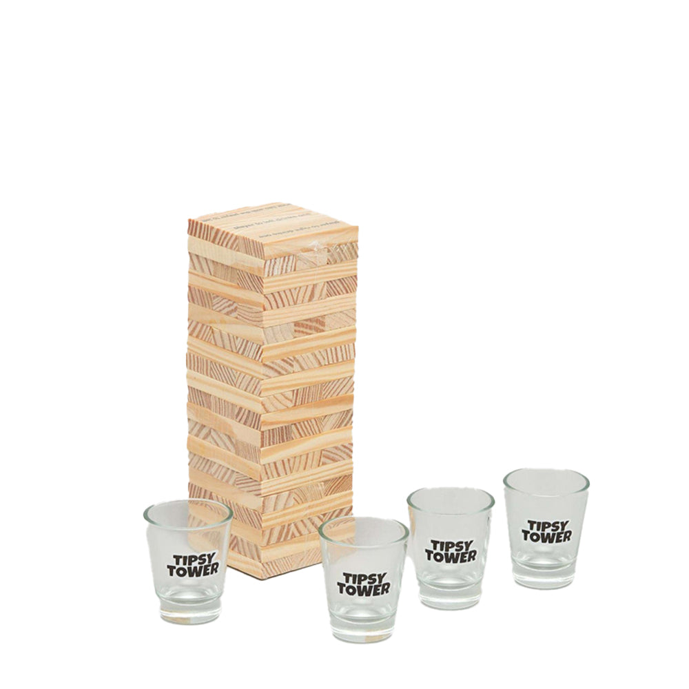 Razoo Wooden Tower w/ Shot Glasses Set Adult - Natural (5 Pieces)