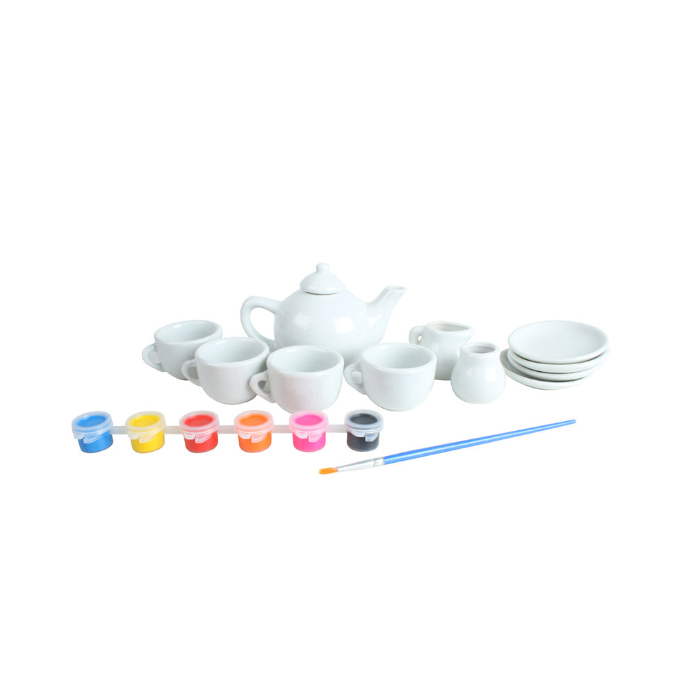 Toys for Fun Large 29x23cm DIY Painted Ceramic Tea Set Kids Art Craft Toy (14 Pieces) — image 2