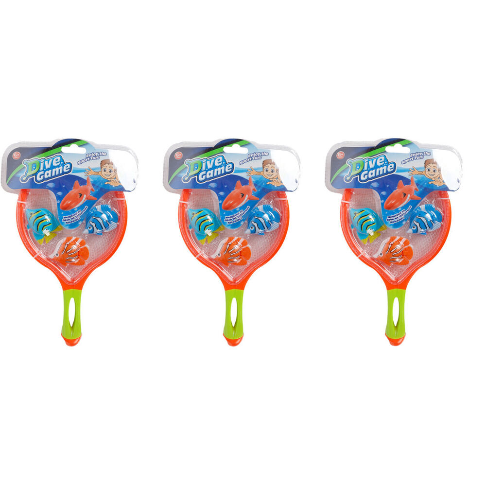 Razoo Dive Game With Net And 3 Fish 2 Asst Clrs 26X15Cm 26x15cm Assorted (3 Pack)