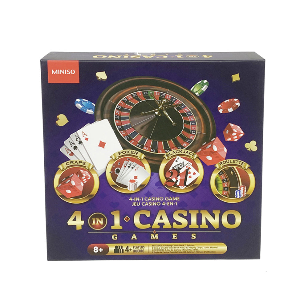Razoo 27cm 4-in-1 Casino Cards/Roulette 4-Player Board Game Set Kids/Family 8y+