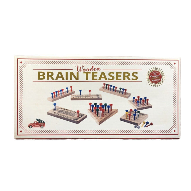 Razoo Brain Teasers 18cm Assorted Wooden Board Game w/ Pegs & Dice Kids 3+ (7 Pieces)