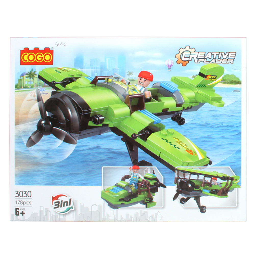Toylife 26cm Space & Plane 3in1 Build Blocks Play Toy Set Kids 6y+ Assorted