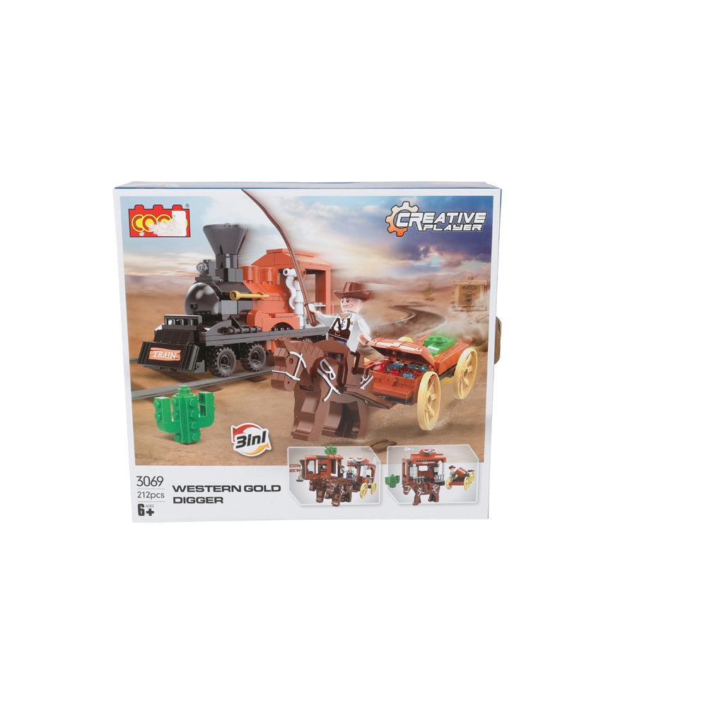 Toylife 27cm Western Horse & Train 3in1 Build Blocks Toy Set Kids 6y+ (212 Pieces) — image 2