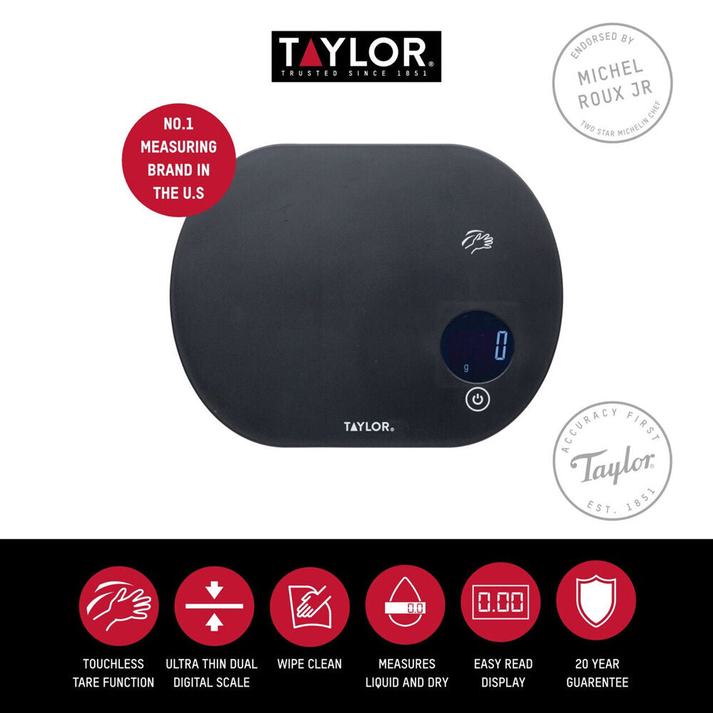 Taylor Pro Touchless Tare Digital Dual 5.5kg Kitchen Weighing Scale Black — image 7