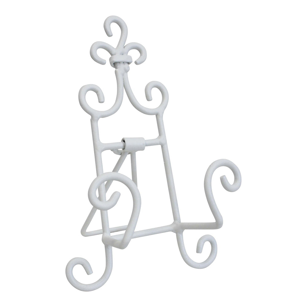 LVD Curlz Metal 9x15cm Plate Stand Tabletop Display Home Decor Small Rustic White