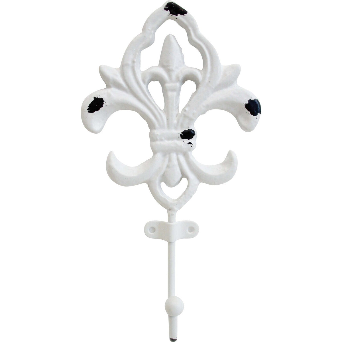 LVD Hook Floral Metal 19cm Wall Hanging Coats/Keys Hanger/Holder Organiser White