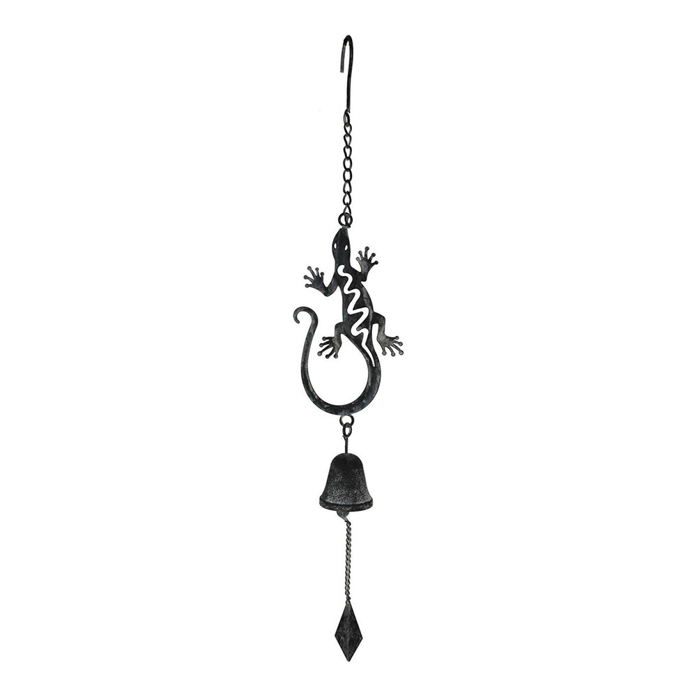 LVD Metal 70cm Hanging Lizard Bell Antique Vintage Chime Home Garden Ornament Black