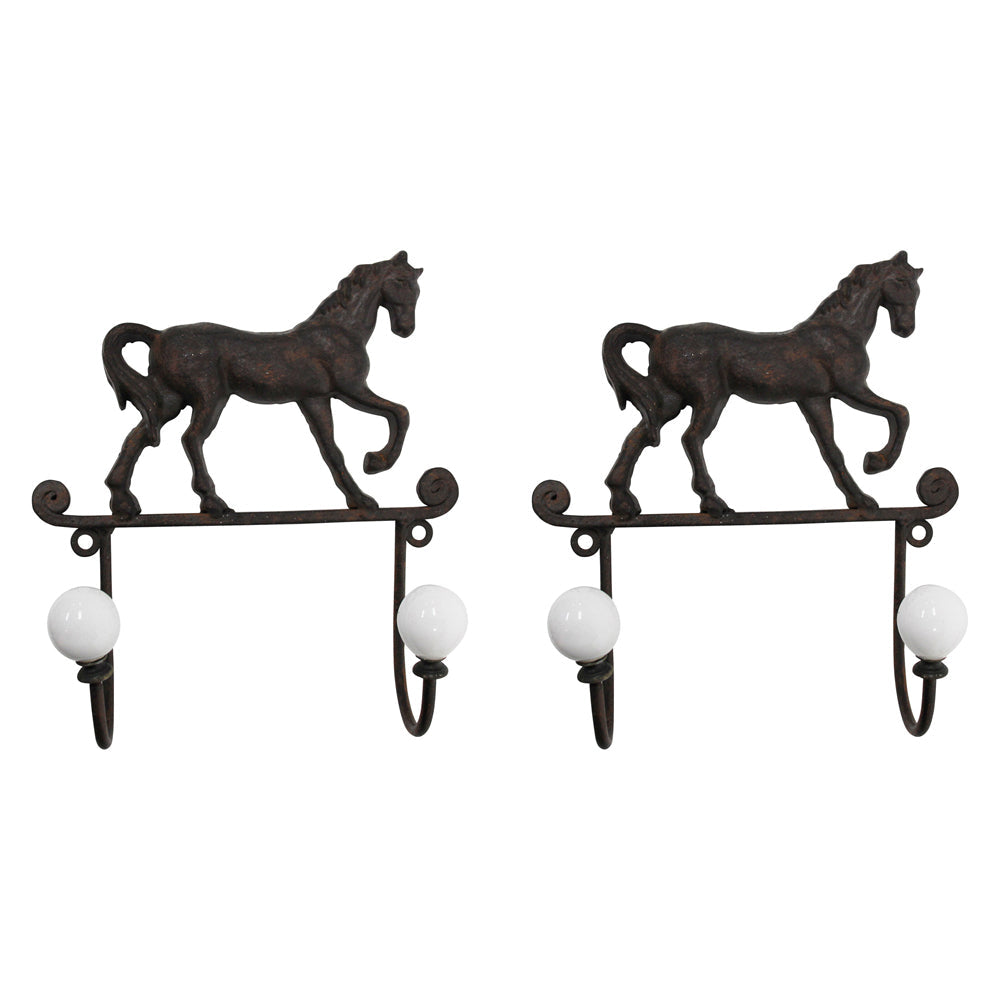 LVD Metal Double Horse Hook Decorative Home Decor Organisation 18.5x21cm (2 Pack)