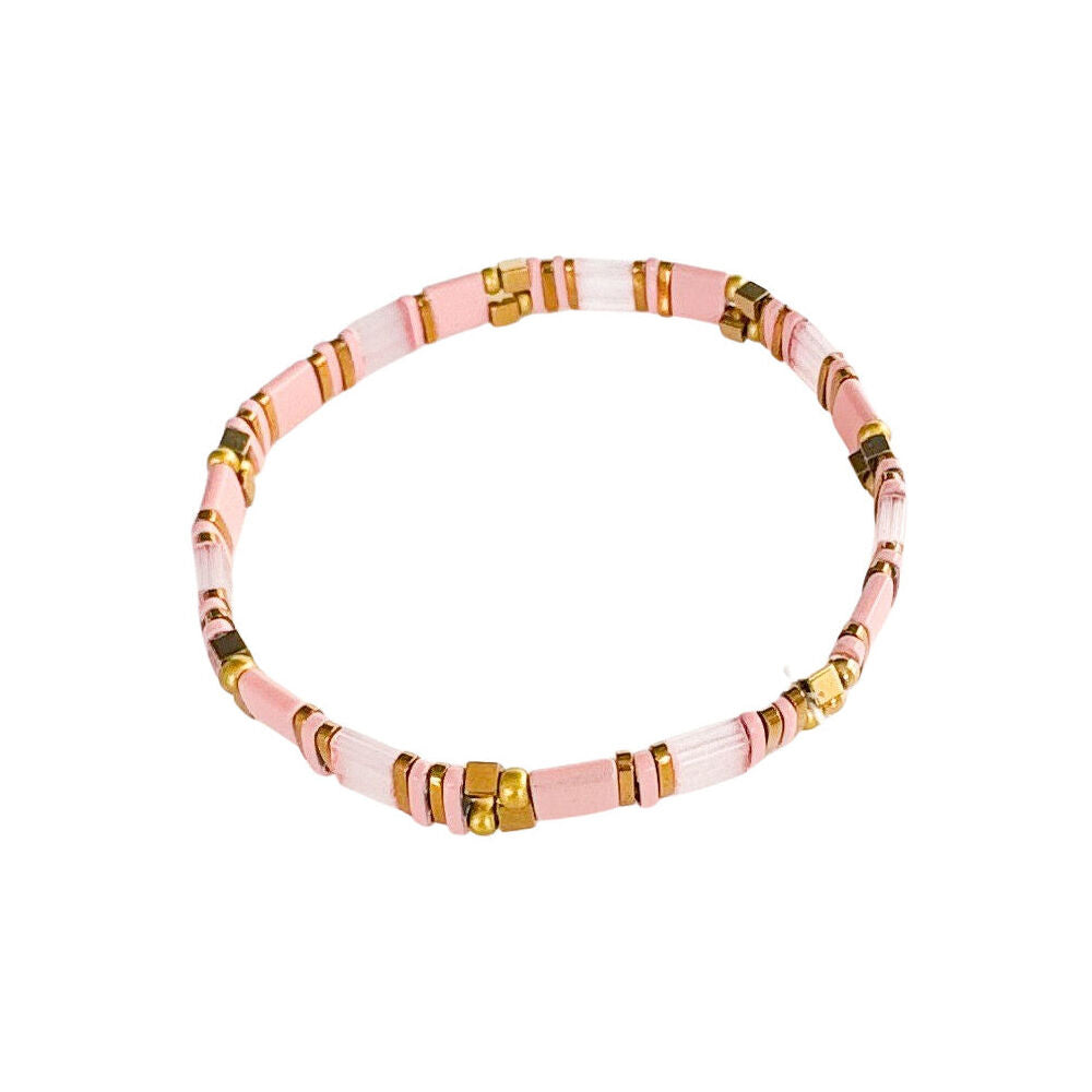 Urban 16cm Musk/Pink Acrylic Journey Stretch Bracelet Women's Jewellery