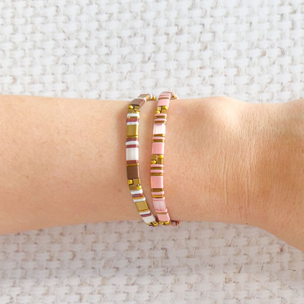 Urban 16cm Musk/Pink Acrylic Journey Stretch Bracelet Women's Jewellery — image 2