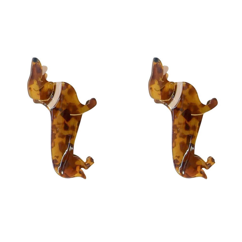Urban Acrylic Sausage Dog Claw Clip Women's Hair Accessory Tortoiseshell (2 Pack)