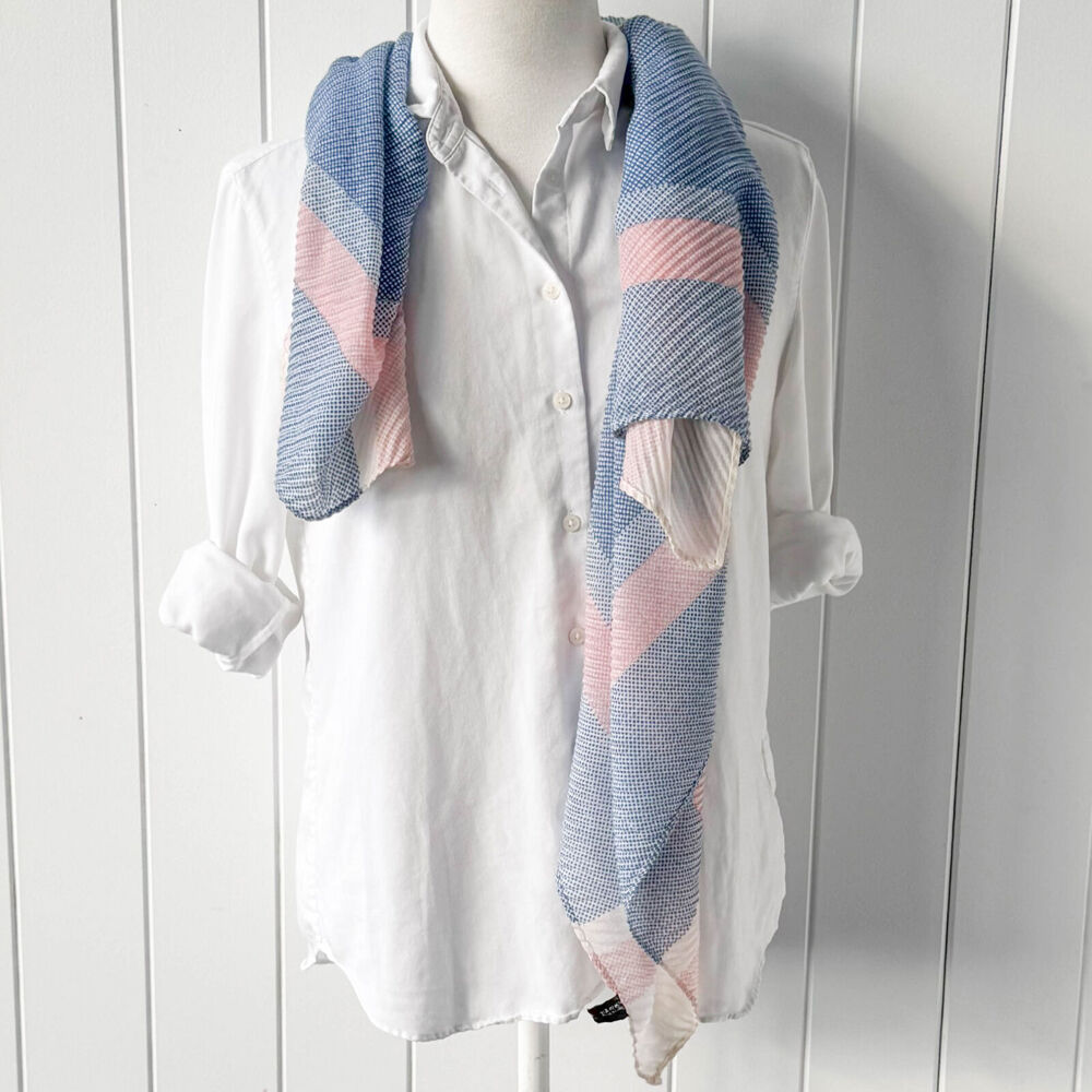 Urban 100x100cm Blue/Pink Crimp Square Silk-Feel Scarf Women's Accessory — image 2