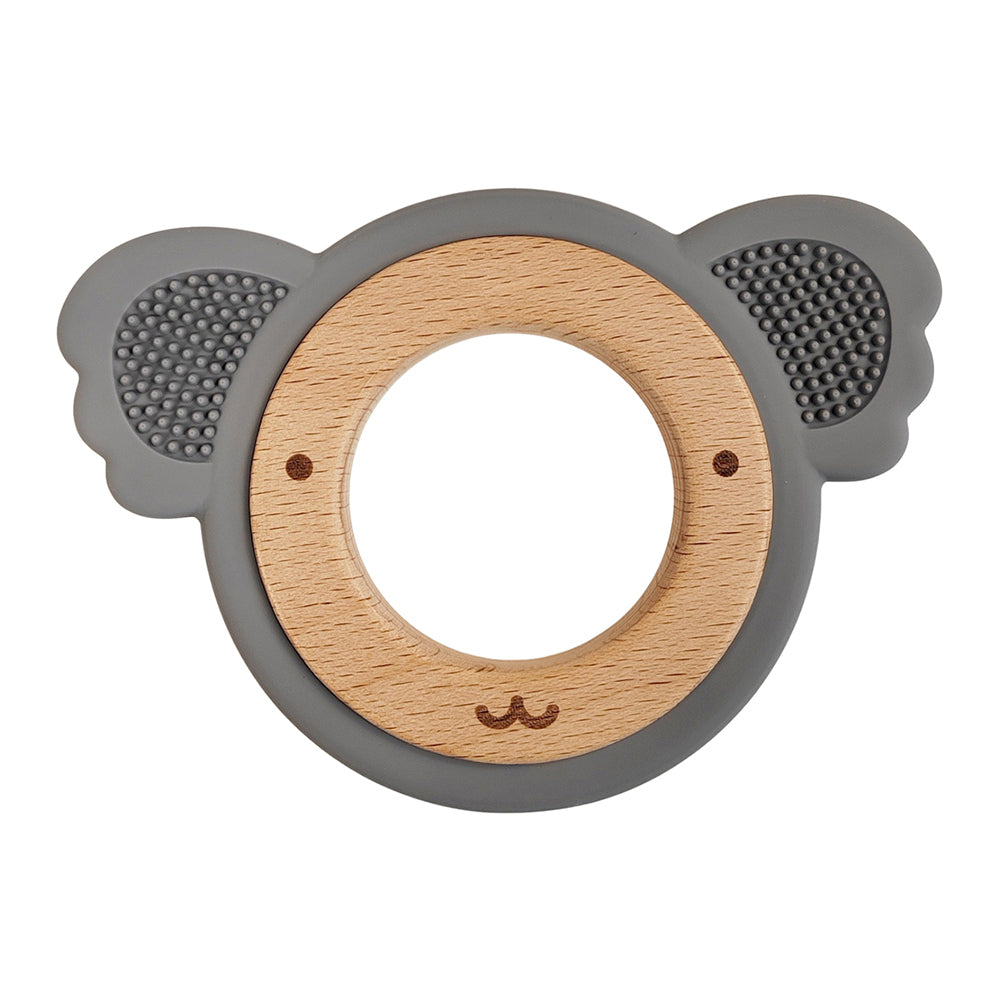 Urban Koala 8.5cm Silicone/Wood Teether Ring Baby/Infant Feeding Pink/Natural