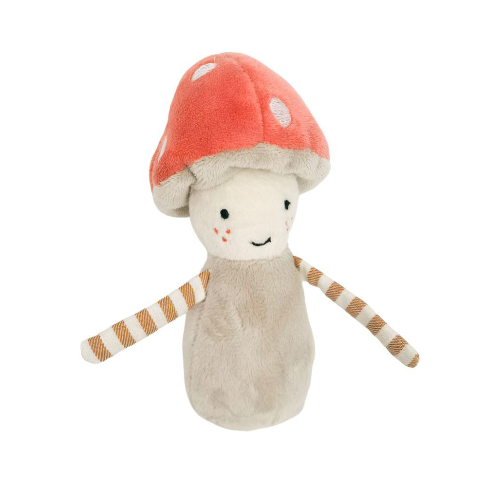 Urban Toadstool Cute Soft Rattle Stuffed Toy for Kids Red and Bisque 13cm