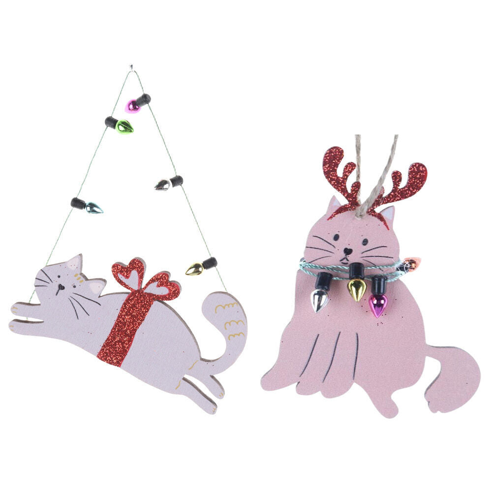 Urban 8cm Perfect Pets Christmas Cat w/ Lights Hanging Decoration Assorted — image 2