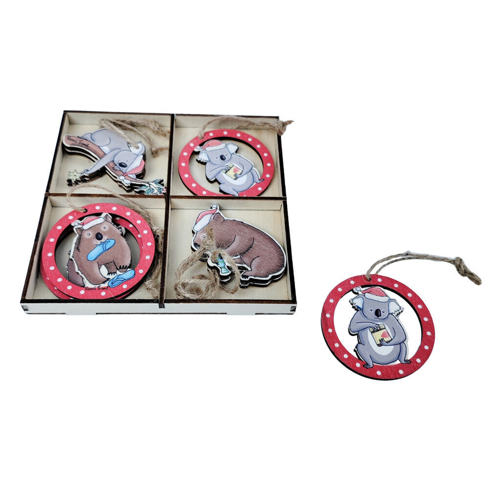 Urban 8pc Urban Renee Treml Wombats Koalas Christmas Gift Box 6cm Brown/Red (2 Pack) — image 2