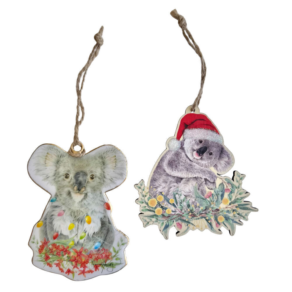 Urban 10cm Grey/Red Popcorn Blue Koalas Hanging Christmas Decoration Assorted — image 2