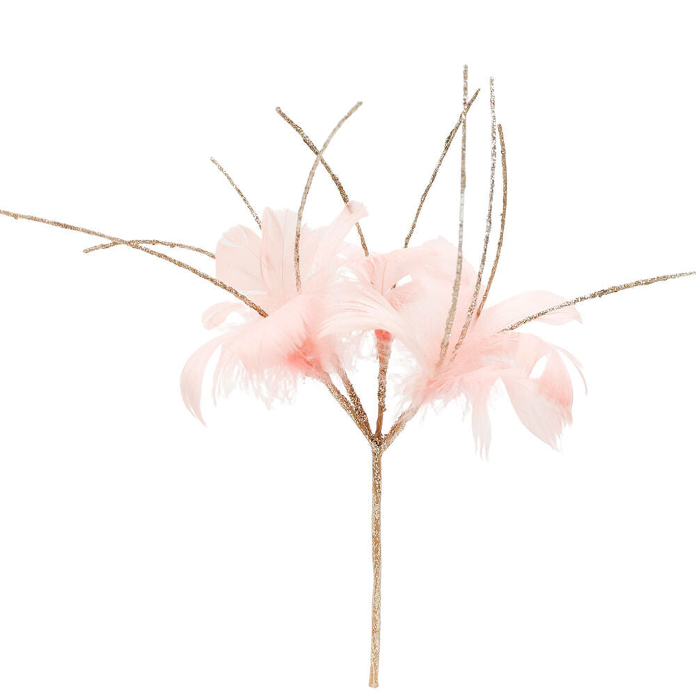 Urban 24cm Blush Elegant Feather Pick Clip Christmas Decoration
