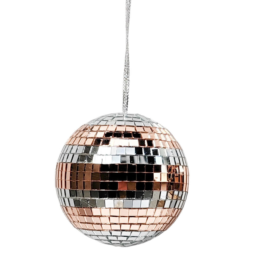 Urban 8cm Rose Gold Disco Globe Bauble Hanging Christmas Decoration