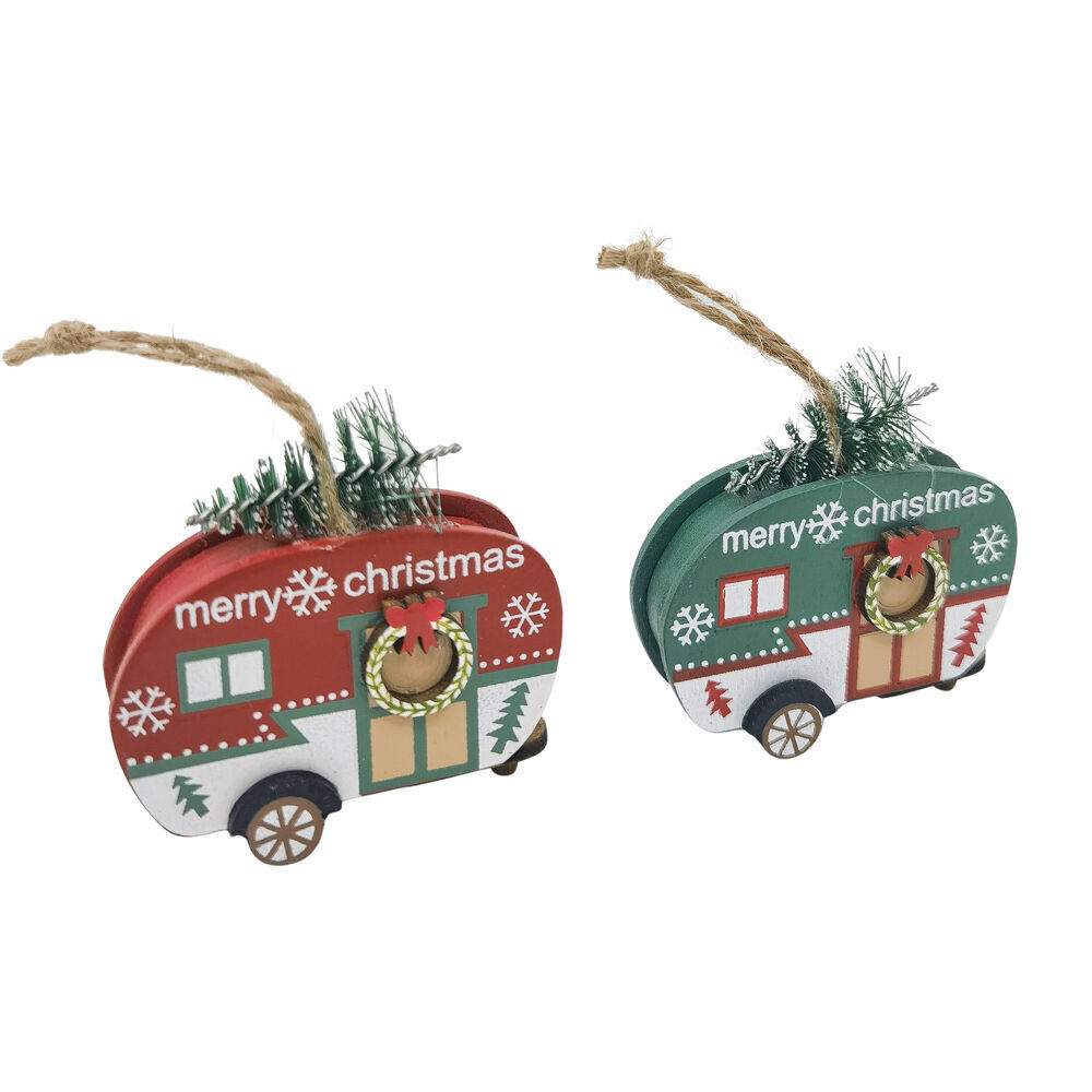 Urban 7cm Red/Green Caravan with Tree Hanging Christmas Decoration Assorted — image 3