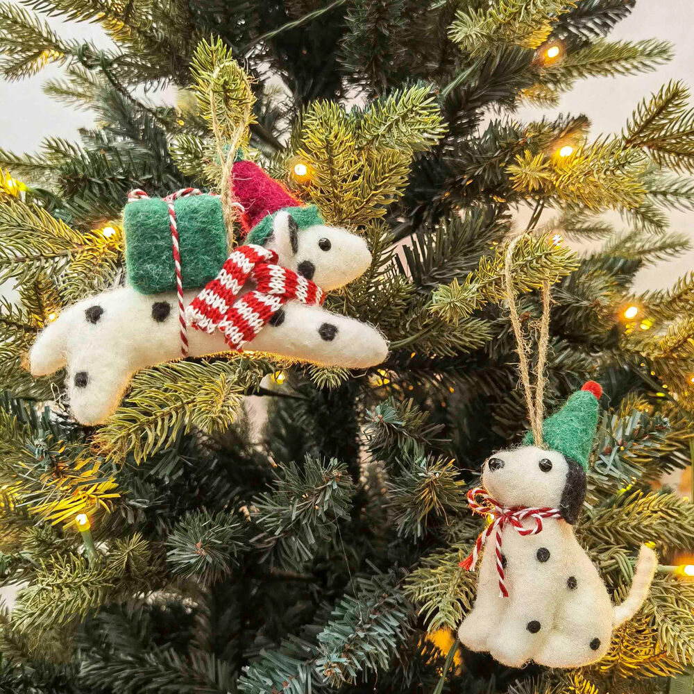 Urban 10cm White/Red Spotty Dogs Hanging Christmas Decoration Assorted — image 2
