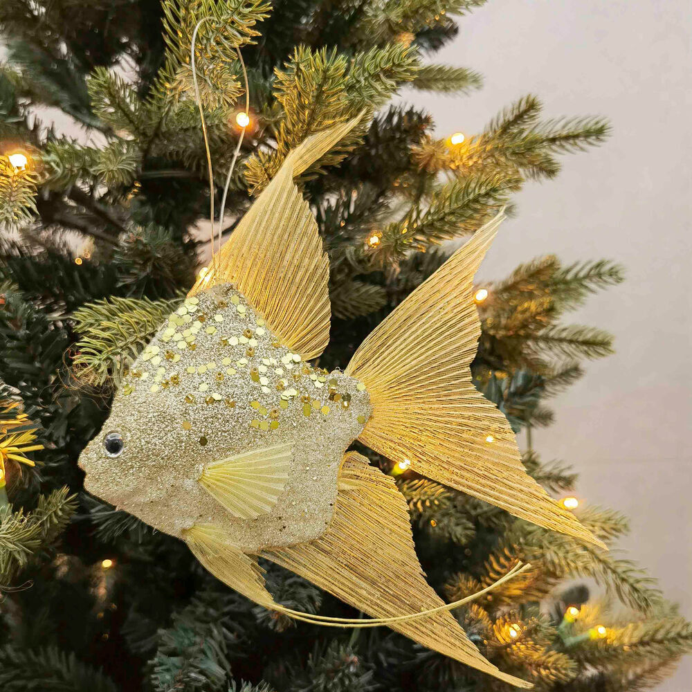 Urban 26cm Gold Angel Fish Hanging Christmas Tree Decoration — image 2