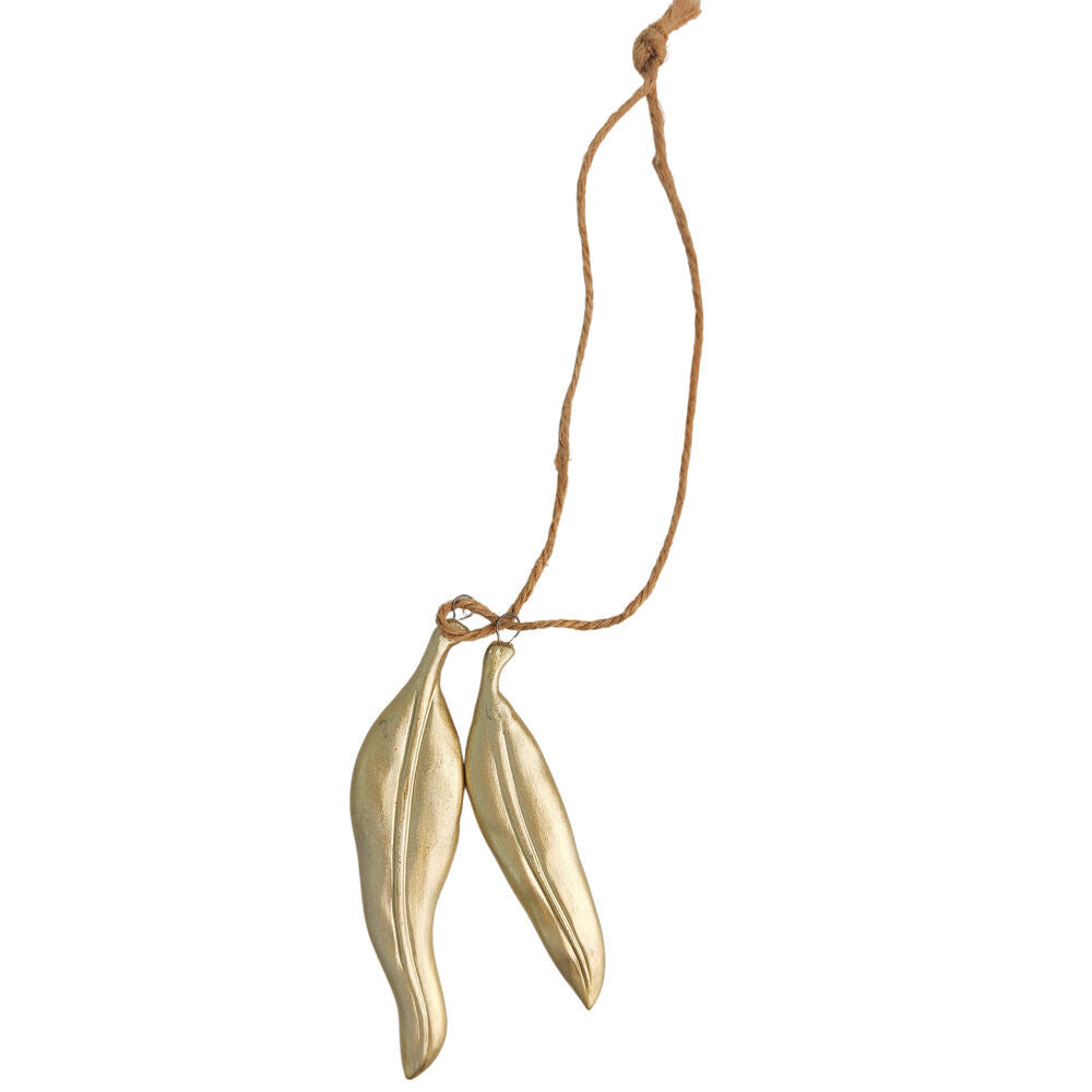 Urban 11cm Gold Eucalyptus Leaves Hanging Christmas Decoration