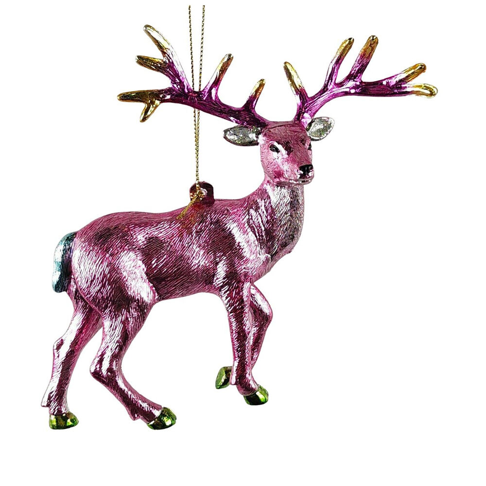 Urban 13cm Purple Metallic Reindeer Hanging Christmas Decoration