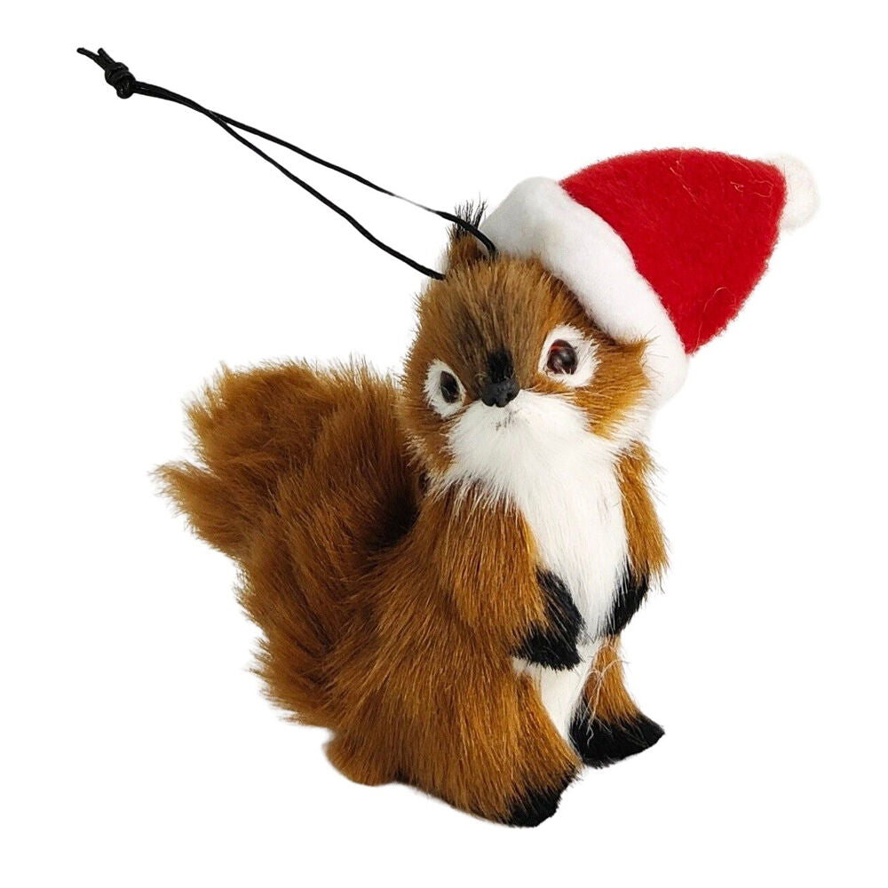 Urban 12cm Brown Squirrel with Hat Hanging Christmas Decoration