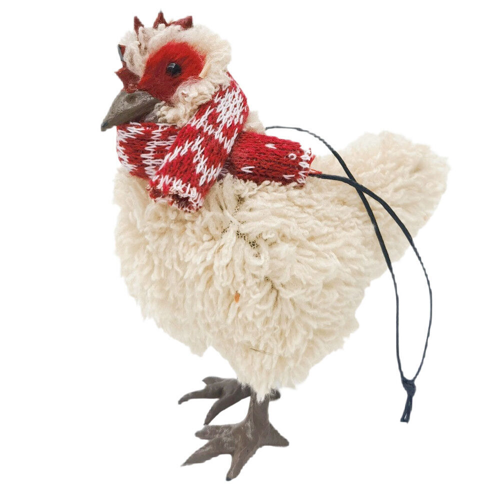 Urban Furry Chicken Hanging Christmas Tree Decoration 11cm Beige (2 Pack) — image 2