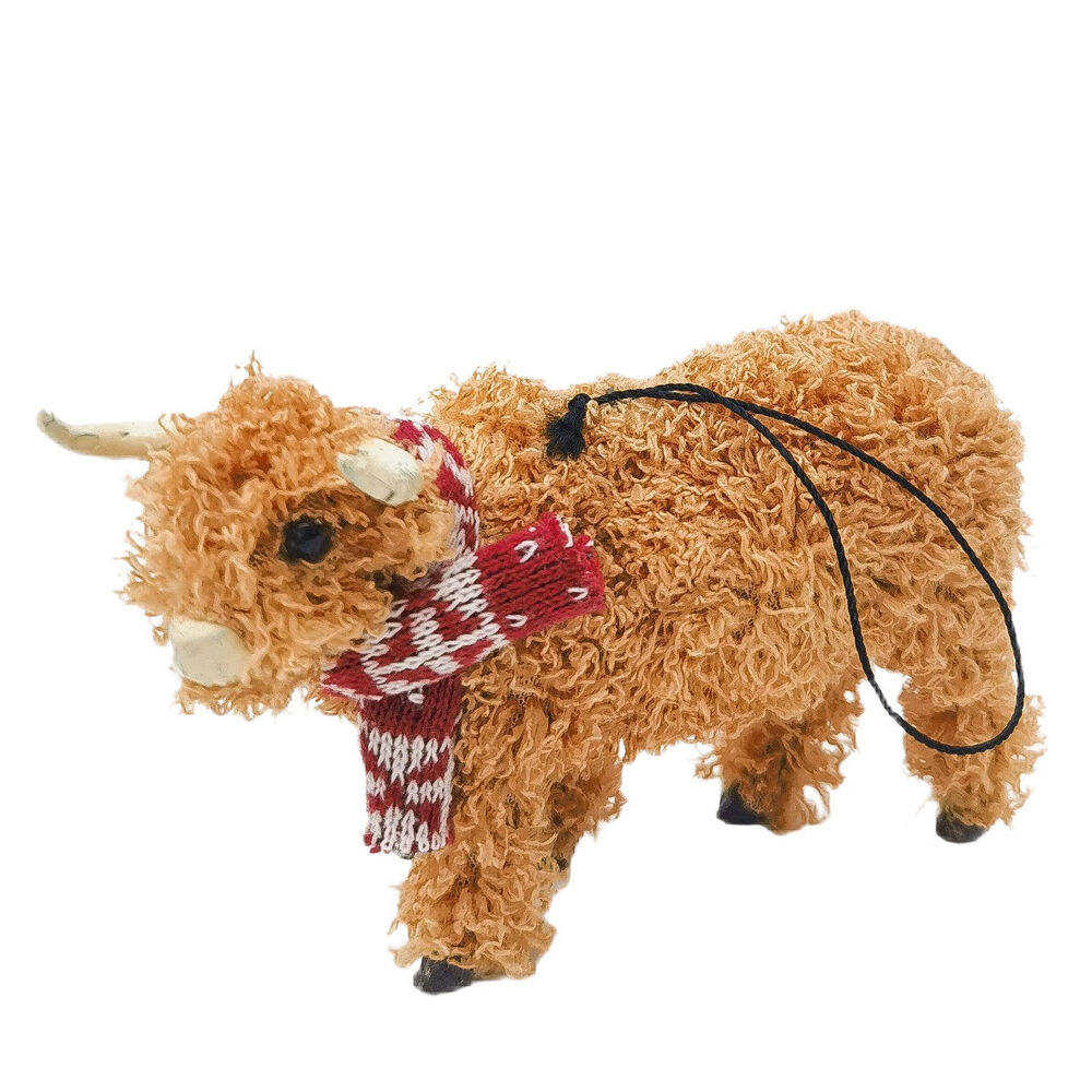 Urban 14cm Brown Highland Cow Hanging Christmas Tree Decoration