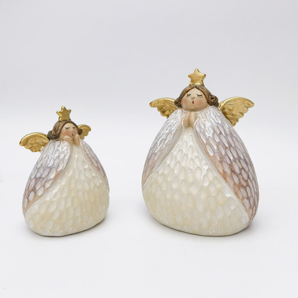Urban 10cm White/Gold Carved Angel with Star Small Resin Standing — image 2