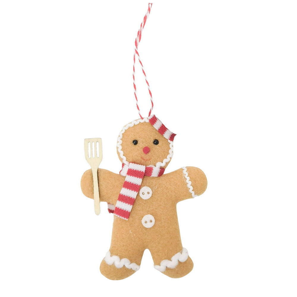 Urban 9cm Brown/Red/White Gingerbread Hanging Christmas Decoration Assorted