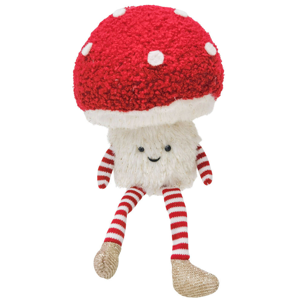Urban 24cm Red/White Fluffy Toadstool Sitting Christmas Decoration