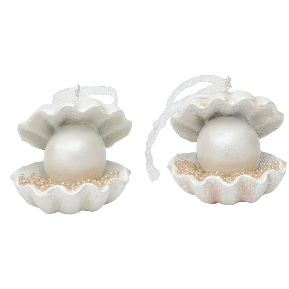 Urban 5cm Pink/Sage Clam Pearl Resin Hanging Christmas Decoration Assorted — image 3