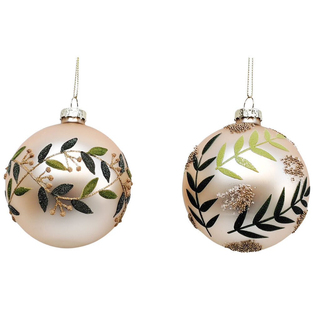 Urban 8cm Green Pretty Leaf Baubles Hanging Decoration Assorted — image 3